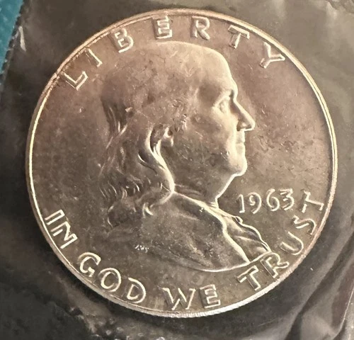 1963 p FRANKLIN HALF DOLLAR & 1963 p WASHINGTON QUARTER, BU, UNCIRCULATED, 90%