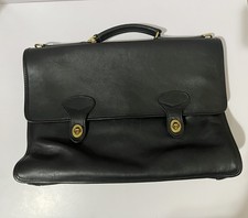 Vintage JACK GEORGES Messengr Bag Briefcase Black Leather Shoulder Strap missing