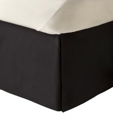 3 Sided Tailored Bed Skirt - Solid Black 625 TC Egyptian Cotton - Open Corner