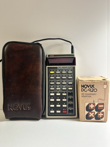 Vintage Novus Mathematician Calculator 4510 W/ Original Bag & AC Charger/Adapter