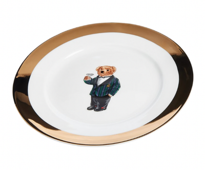 Brand New Vintage Ralph Lauren Bear Porcelain Gold Plate 8.75