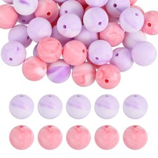 60 Pcs Silicone Beads 15mm Silicone Focal Bead White Jade/Dark Purple White