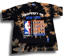 VTG 90s Pro Player Property of New York Knicks Tie Dye Black T-Shirt Made in USA