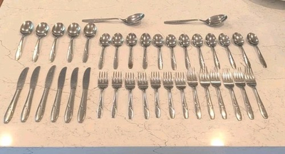 #ad VINTAGE MCM WALLACE STAINLESS STEEL NORTH STAR SUNBURST FLATWARE LOT SET 38 $39.99