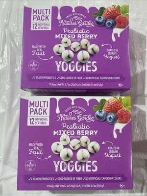 2 Pack Nature's Garden Probiotic Yoggies Mixed Berry 8.5oz Multi Pack 12 Per Box