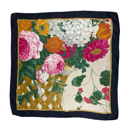 Seidentuch Vintage Blumenmuster Mehrfarbig