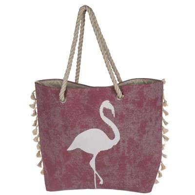 Tasche Cityshopper Pink mit weißem Flamingo Druckknopf Einkaufstasche shoppen