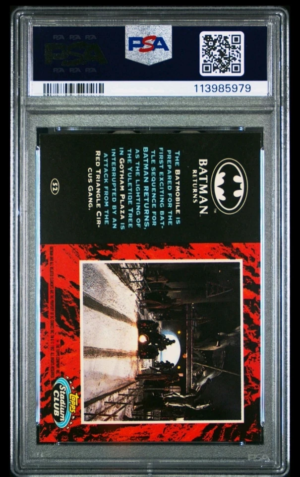 1992 STADIUM CLUB BATMAN RETURNS #52 ICONIC BATMOBILE POP 2 PSA 10 GEM MINT - Image 2 of 2