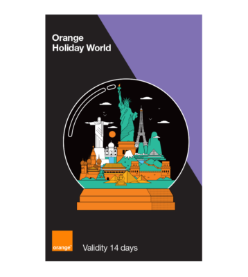 Scheda SIM prepagata Orange Holiday Europe 20 GB di dati Internet autorizzati ufficiali in 4G/LTE (tethering dati consentito)+120 minuti di chiamate internazionali+1000 SMS +1 titolare +1 pin