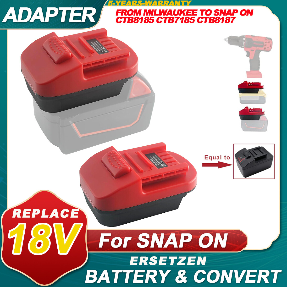 Draadloos warmtepistool voor Milwaukee 18V Li-Ion batterij met 5 mondstukken, 400W 500°C warmtepistool voor ambachten, krimpslang, hars en decoratie (geen batterij) (voor Milwaukee 18V