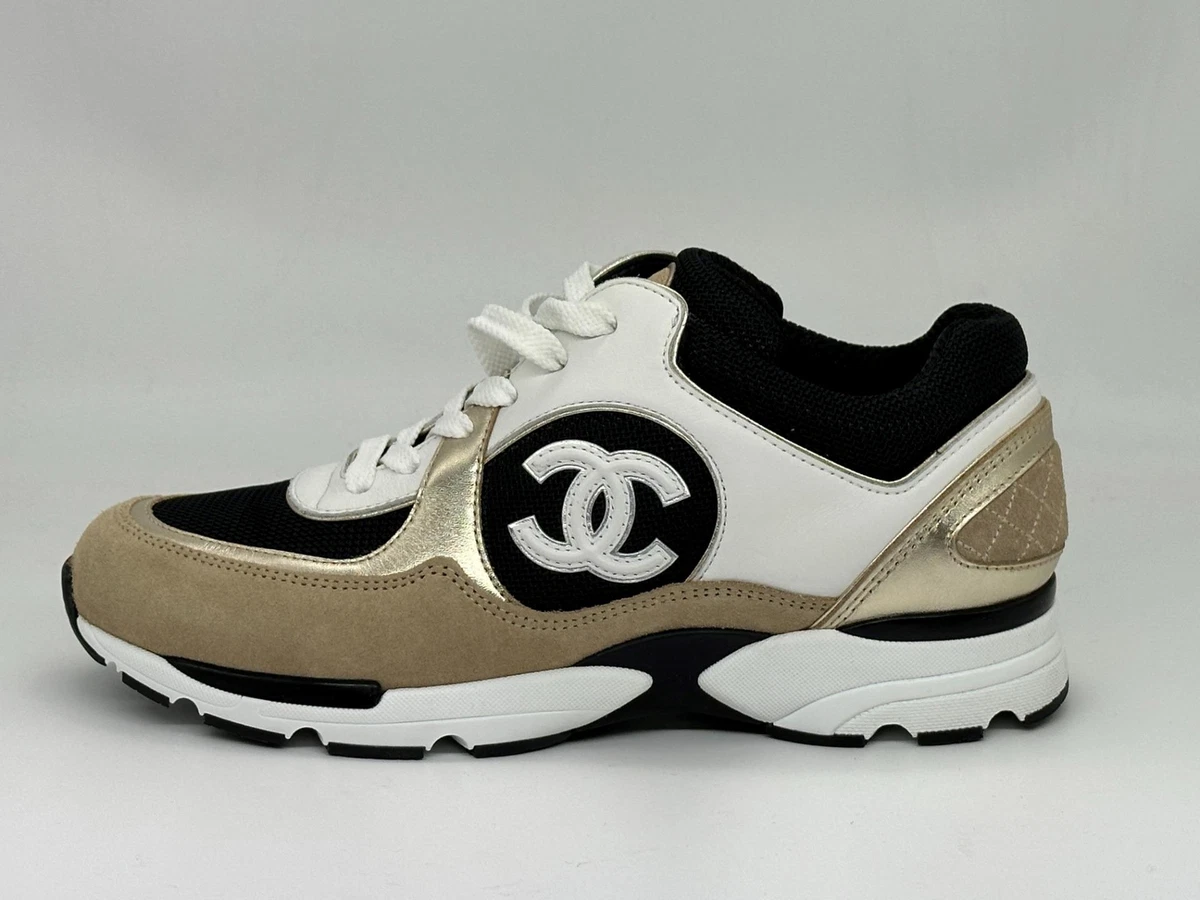 CHANEL 23C Leather Suede CC Sport Runner Lace Up Sneakers Kicks Shoes  Trainers