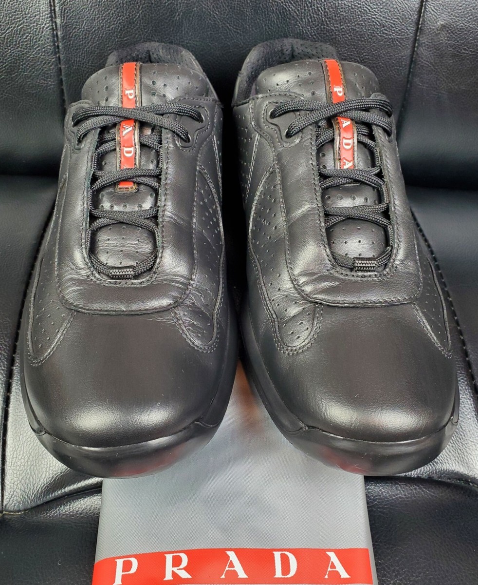 PRADA AMERICAS CUP TRIPLE BLACK ITALY 🇮🇹 Sz8UK Fits 9-10US NICE