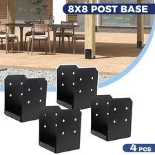 Black Powder Coated 8x8 Post Base Bracket Kit for Pergola, w/ 1" Standoff, 4PACK