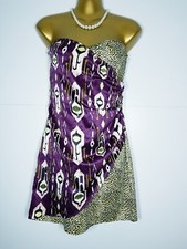 BNWT NEW H&M DIVIDED DRESS SIZE 12 OFF SHOULDER LEOPARD PURPLE 25" ETHNIC mm886