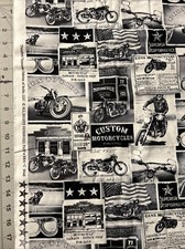 Born To Ride Motorcycle Timeless Treasures Cotton Fabric 1/2 Yard 18 By 44