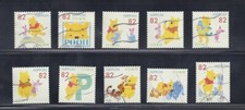 Japan 2017 Disney Winnie the Pooh Complete Used Set of 10 Sc# 4081 a-j 82Y