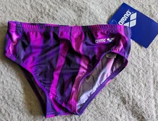 Vintage ARENA Dune Brief Lycra Swim Briefs Mens 32 Purple Swimsuit NOS NWT