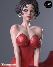 Betty Boop +NSFW Statuina Statuina Statuina Stampata in 3D 12K Resina Model Kit Smontata