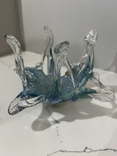 Vintage Lavorazione Murano Arte Glass Pulled Dish Bowl / Crimped / Made In Italy