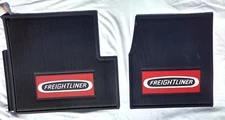 Freightliner Classic/XL/FLD OEM Black Rubber Floor Mats w/Red Logo 2 Pc   NEW! 