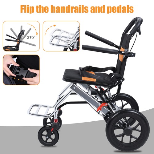 Lightweight Folding Wheelchair for Adults Portable Transport Travel Wheel Chair - Picture 6 of 15
