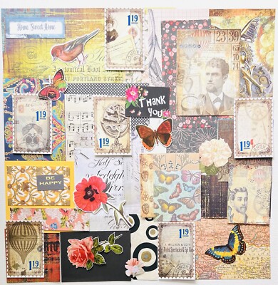 Junk Journal Paper Kit 40 Items Scrapbooking Crafting Junk