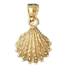 New 14k Yellow Gold Shell Charm Pendant
