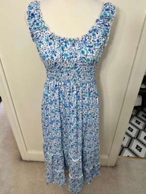 Urban Outfitters Women's Blue and White Floral Sleeveless Midi Dress Size M | eBay Urban Outfitters Women's Blue and White Floral Sleeveless Midi Dress Size M | eBay