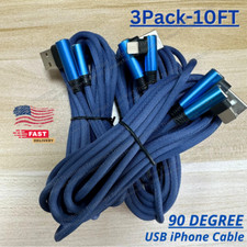 3 Pack 90 Degree Right Angle USB A To iPhone Charging Data Cable for iPhone/iPad