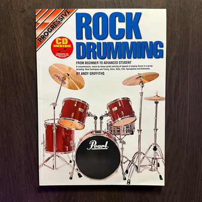 Progressive Rock Drumming instructional book with CD by Andy Griffiths - vintage