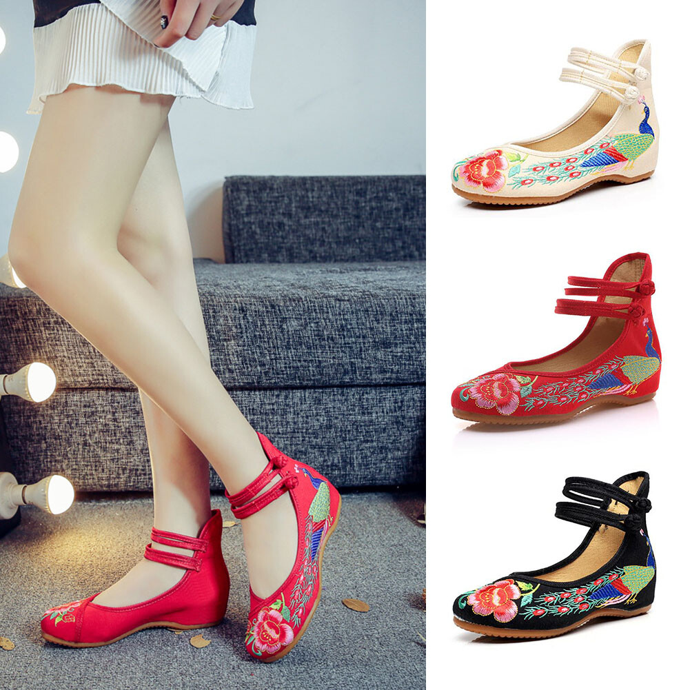 MissMao Damen-Sandalen – Chinesisch Bestickt, Mary-Jane-Design, Mit Spitze, Für Den Sommer