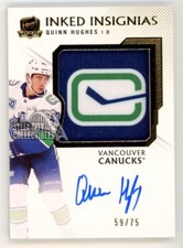 Quinn Hughes 2019-20 Upper Deck The Cup Inked Insignias Auto Patch Rookie RC /75