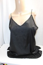Stars Above Polyester Spandex Spaghetti Strap Adjust Black Satin Camisole Top S
