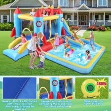 Inflatable Bounce House Large Jumper Castle Waterslide Bouncer with 480W Blower