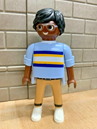 Playmobil character black man modern jeans t-shirt 10A CUSTOM RARE VINTAGE