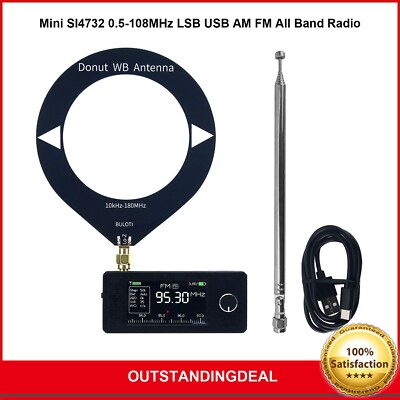 HamGeek Mini SI4732 0.5-108MHz Portable Radio LSB USB AM FM All Band Radio ot25