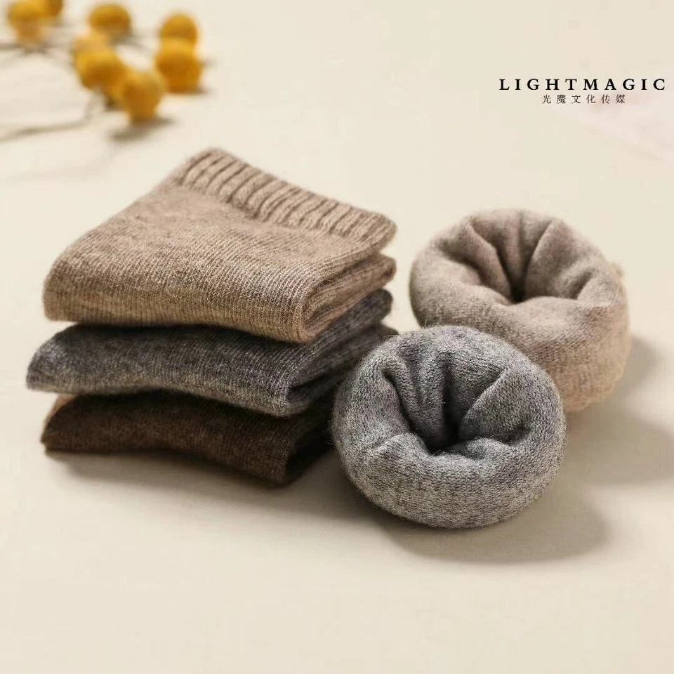 New 5 pairs Mongolia Pure Cashmere Wool Men Men Unisex Socks Crew Mid-calf - Image 3 of 4