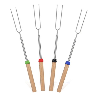 4pcs Extendable Stainless Steel Forks Handles Marshmallows Roasting