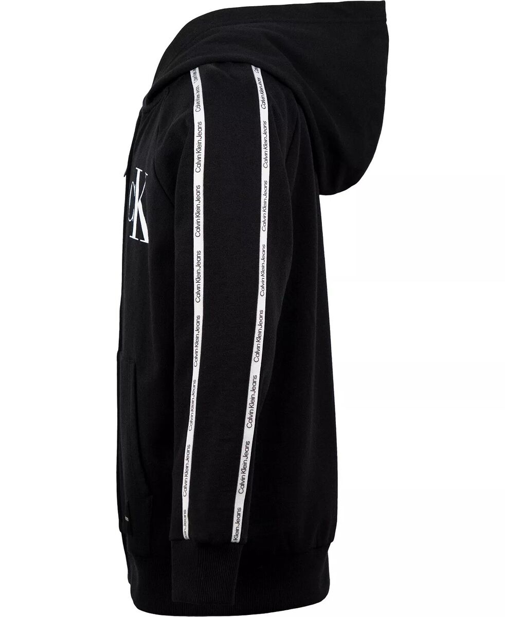 Calvin Klein BLACK Big Boys Full-Zip Logo Hoodie, US Large Calvin Klein BLACK Big Boys Full-Zip Logo Hoodie, US Large
