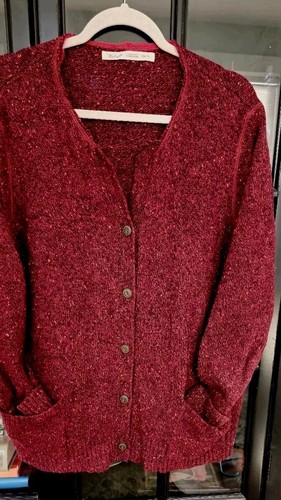 Woolwich Womens 2XL Maroon Confetti Fleck Button Cardigan W/ Pockets - 第 1/7 張圖片