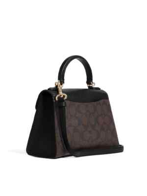 Coach Pepper Satchel In Signature Canvas, Gold/Brown Black Multi