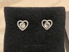 *NEW* ZALES Jewelers Sterling Silver Lab Created White Sapphire “HEART” Earrings