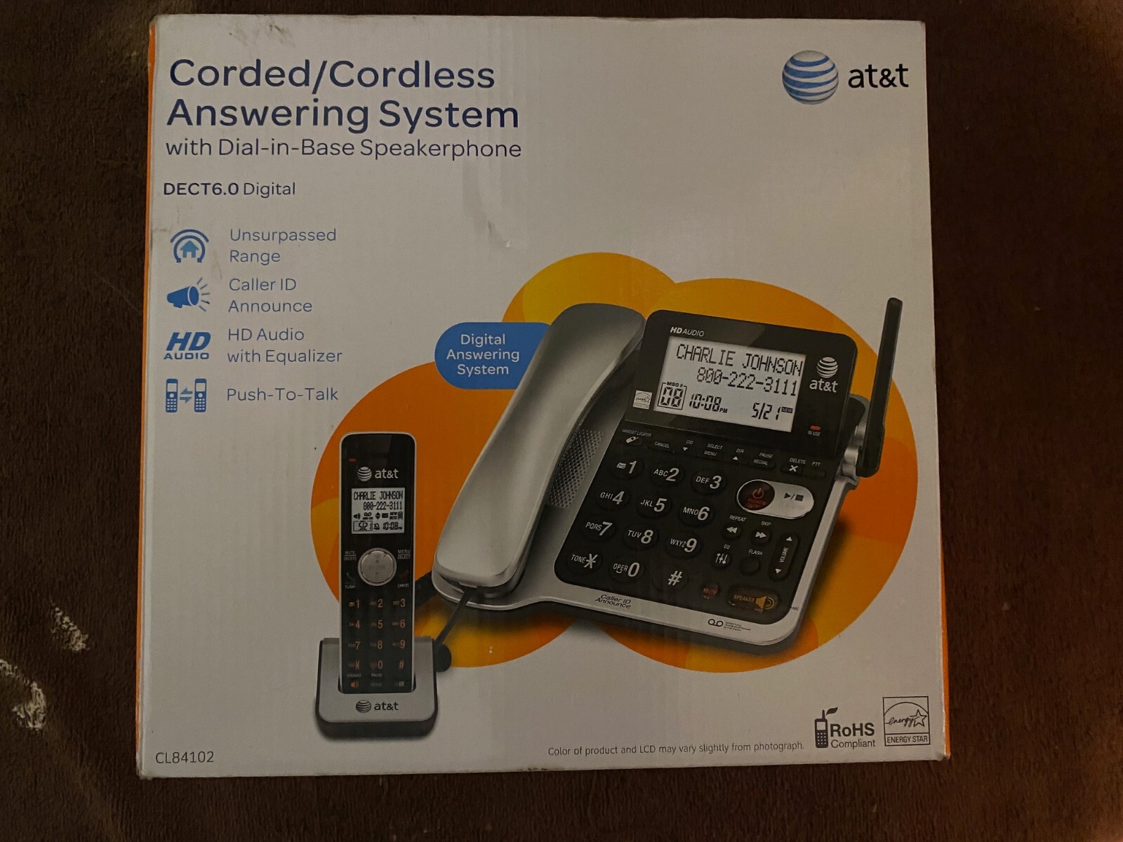 AT&T CL84102 CORDED/CORDLESS ANSWERING SYSTEM WITH DIALINBASE