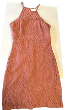 Mystic Dress Sz Small Orange Mini Halter Open Back Resort Garden Party Beachy