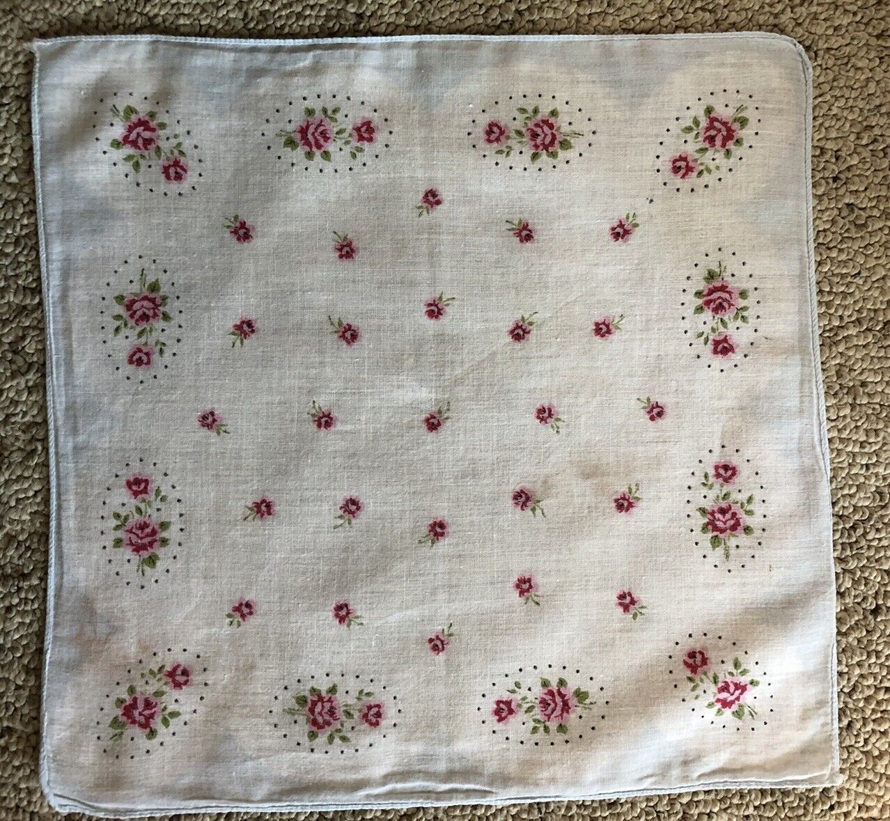 12 Vintage Floral Handkerchiefs Scalloped Bordere… - image 6