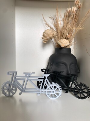 Personalisiertes Tandem Deko Geschenk für Pärchen Silhouette Schwarz oder Marmor