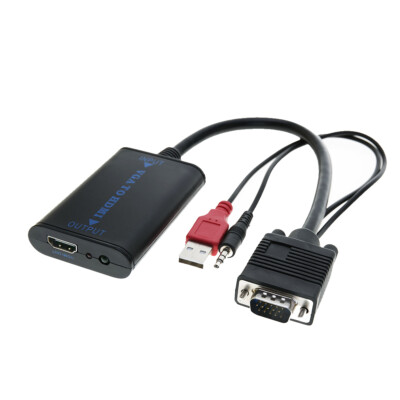 VGA Male To HDMI Converter Video Audio AV PC TV Adapter 1080P HDTV