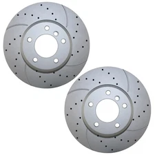Bison Performance Pair 2 Front Drilled Coated 324mm Brake Rotors for BMW E60 E61