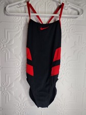 Nike Swimsuit Vex Racerback One Piece Colorblock Black Red Women's Sz 32/6