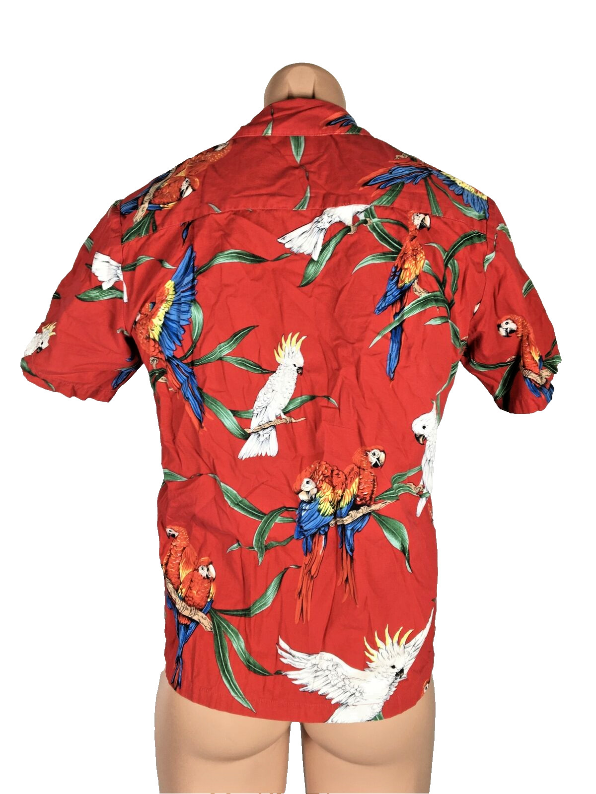 Vintage Paradise Found Hawaiian Shirt Magnum PI Parrots Red Macaw Men's S 70s